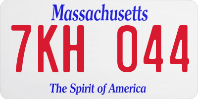 MA license plate 7KH044