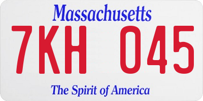 MA license plate 7KH045