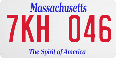MA license plate 7KH046
