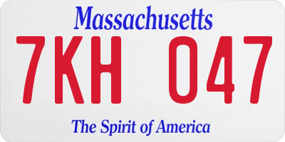 MA license plate 7KH047