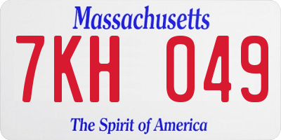 MA license plate 7KH049