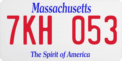 MA license plate 7KH053