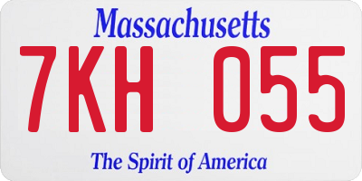 MA license plate 7KH055
