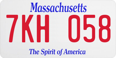 MA license plate 7KH058