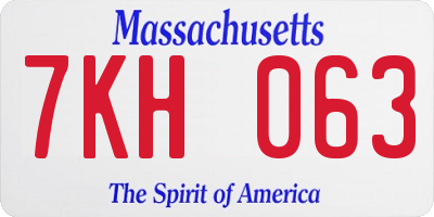 MA license plate 7KH063