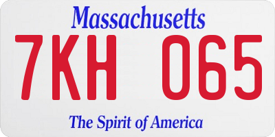 MA license plate 7KH065