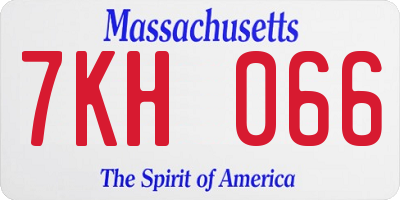 MA license plate 7KH066