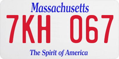 MA license plate 7KH067