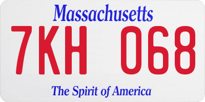 MA license plate 7KH068