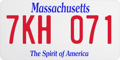 MA license plate 7KH071