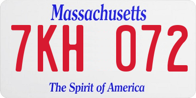 MA license plate 7KH072