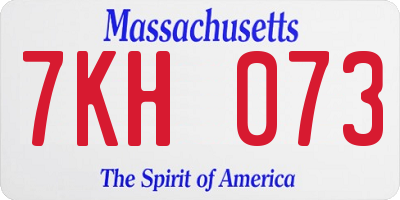 MA license plate 7KH073