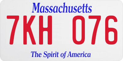 MA license plate 7KH076