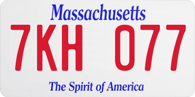 MA license plate 7KH077