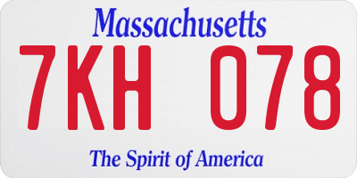 MA license plate 7KH078