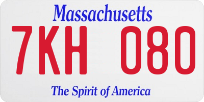 MA license plate 7KH080