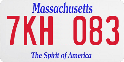 MA license plate 7KH083
