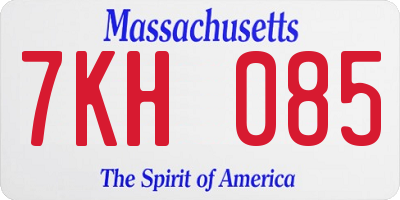 MA license plate 7KH085
