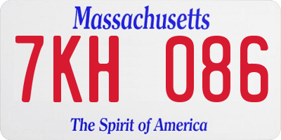 MA license plate 7KH086