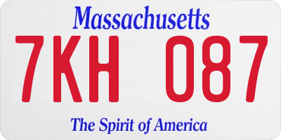 MA license plate 7KH087