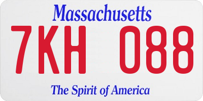 MA license plate 7KH088