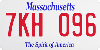 MA license plate 7KH096