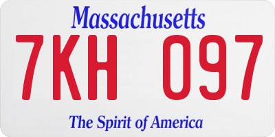 MA license plate 7KH097