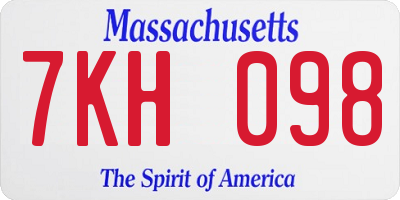 MA license plate 7KH098