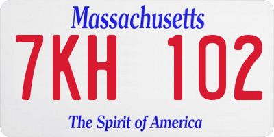MA license plate 7KH102