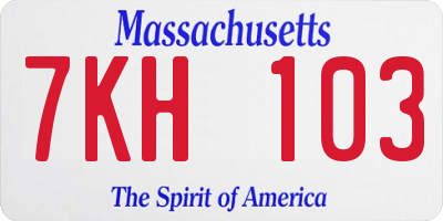 MA license plate 7KH103