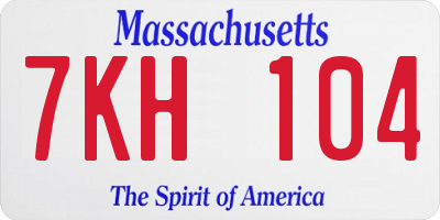 MA license plate 7KH104