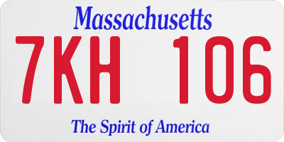 MA license plate 7KH106