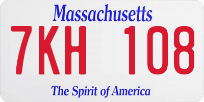MA license plate 7KH108
