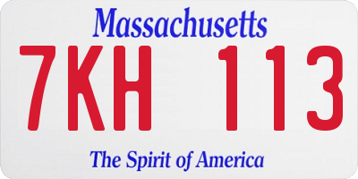 MA license plate 7KH113