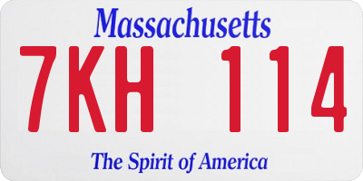 MA license plate 7KH114