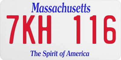 MA license plate 7KH116