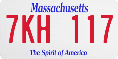 MA license plate 7KH117