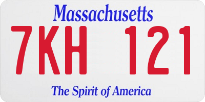 MA license plate 7KH121