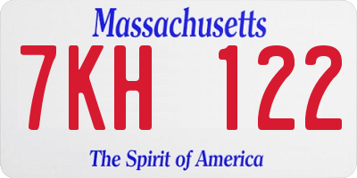 MA license plate 7KH122