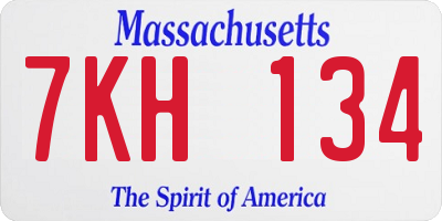 MA license plate 7KH134