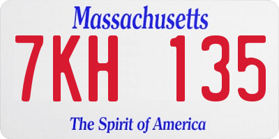 MA license plate 7KH135