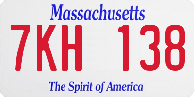 MA license plate 7KH138
