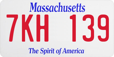 MA license plate 7KH139