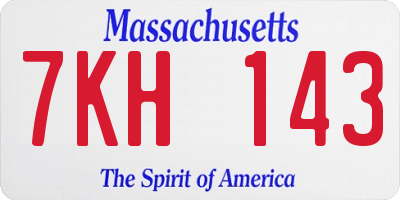 MA license plate 7KH143