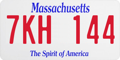 MA license plate 7KH144