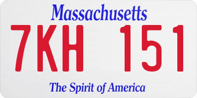 MA license plate 7KH151