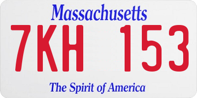 MA license plate 7KH153