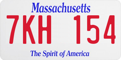MA license plate 7KH154