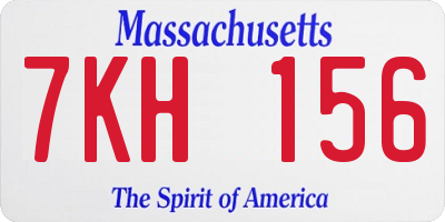 MA license plate 7KH156