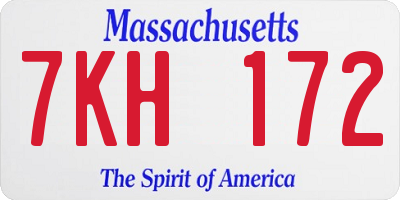 MA license plate 7KH172